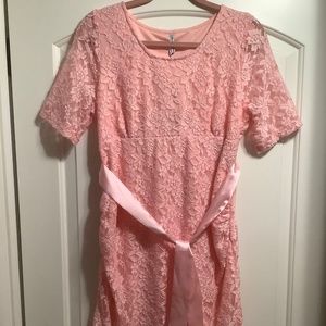 Planet Motherhood pink lace ruched side maternity baby shower dress XL